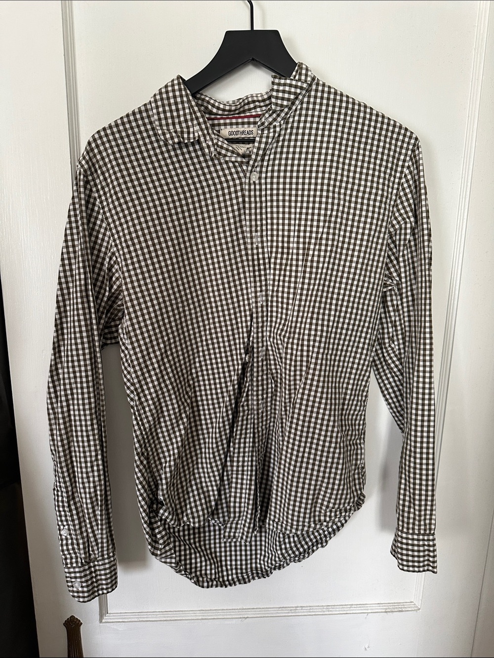 Goodthreads Brown & White Gingham Button-Down Shirt